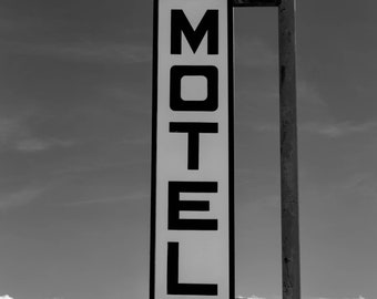 Motel Office Sign Art: Black and White Photography Print