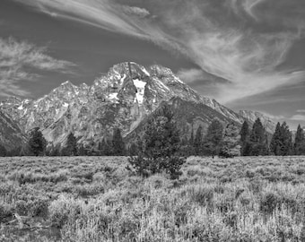 Teton Mountains, Fine Art Black and White Photography, Nature Photography