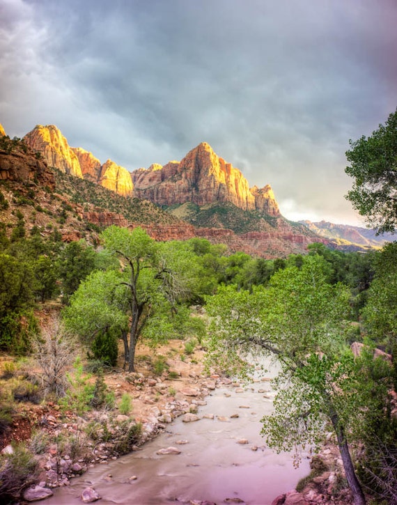Sunset On Watchman Zion National Park Fine Art Color Etsy