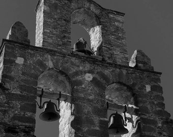 Bells, Mission Espada, San Antionio, Black and White Fine Art Photography