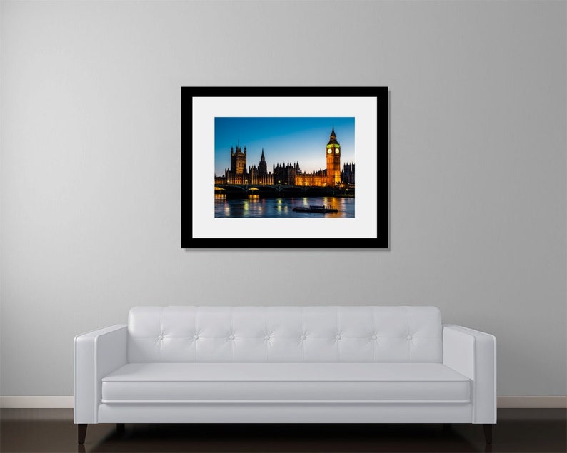 London Photography Big Ben and Wesminster at Twilight London Art, London Print, London Skyline, Sunset Photography image 2