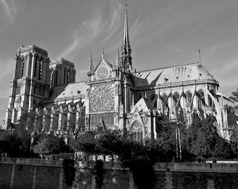 Notre Dame Black and White Photography: Paris Fine Art Print