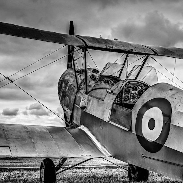 WW2 Biplane, Black and White Fine Art Photography