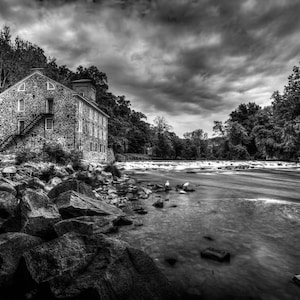 Breck's Mill on The Brandywine River, Black and White Fine Art Photography