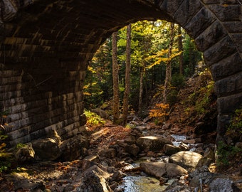Acadia National Park Fall Photography: Waterfall Bridge Fine Art Print