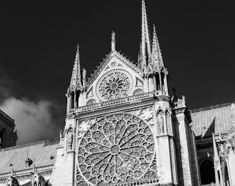 Paris Photography, Notre Dame Rose Window,  Black and White, Fine Art Photography,  Paris Decor