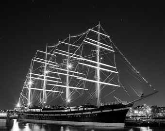 Tall Ship Moshulu, Four Masted Barque, Fine Art Black and White Photography