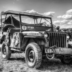 WW2 Willy&#39;s Jeep, Black and White Fine Art Photography