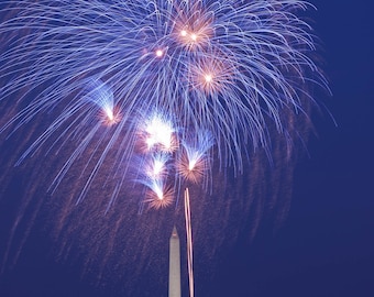 Washington DC Art, Fireworks and Monuments , Fine Art Photograph, Washington dc skyline, Washington dc print, Washington dc photography