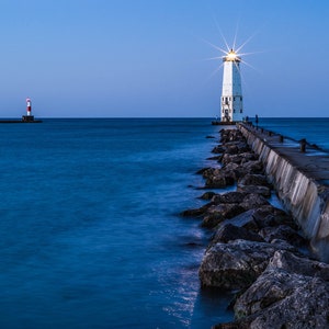 Frankfort Michigan Lighthouse, Michigan Art, Michigan Photography, Beach Art, Great Lakes, Lake Michigan, Fine Art Color Photograph