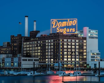 Arte del horizonte de Baltimore: Fotografía artística de Domino Sugar Moonrise