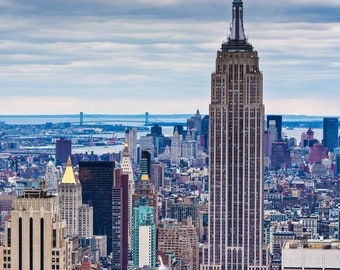 Fotografía del Empire State Building: Impresión artística del horizonte de Nueva York