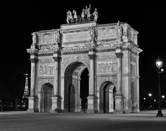 Fotografía de París, Arc de Triomphe du Carrousel, Fotografía de bellas artes en blanco y negro, Decoración de París