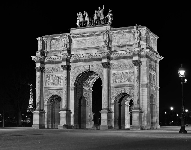 Paris Photography, Arc de Triomphe du Carrousel, Black and White Fine Art photography, Paris Decor image 1