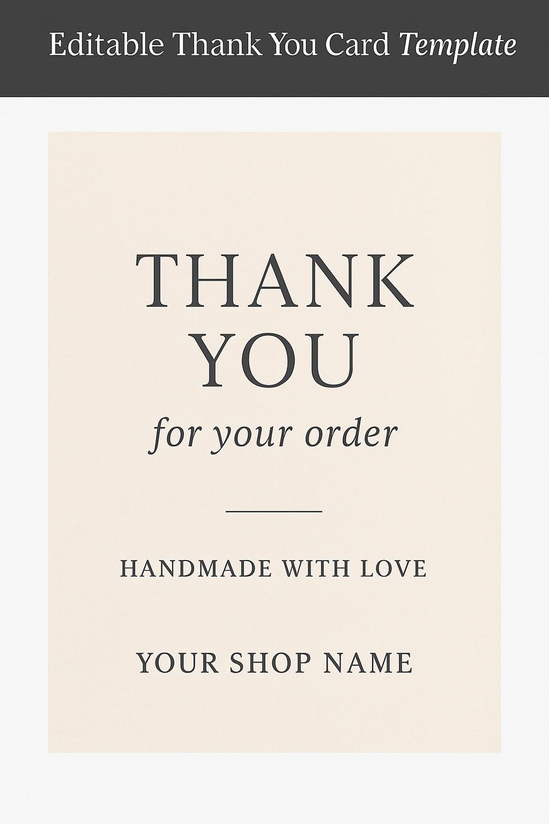 Editable Thank You Card Template for Handmade & Small Business ...