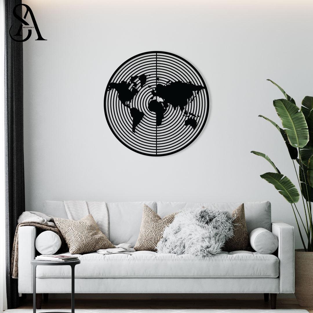 Hoge kwaliteit metalen wereld kaart wanddecoratie 3d kaart