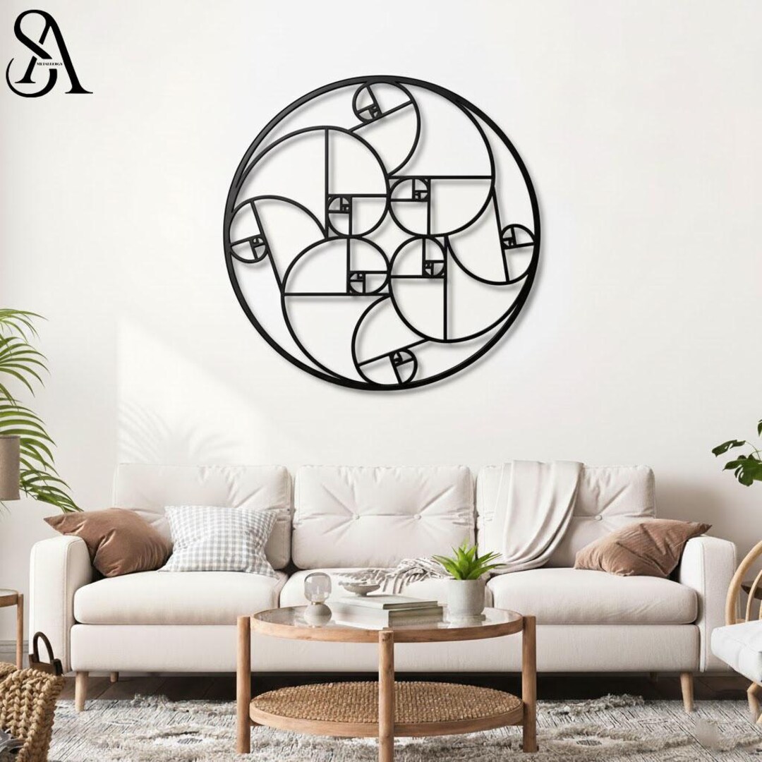 Modern Abstract Metal Wall Art, Black & Gold Geometric Metal Wall Decor ...