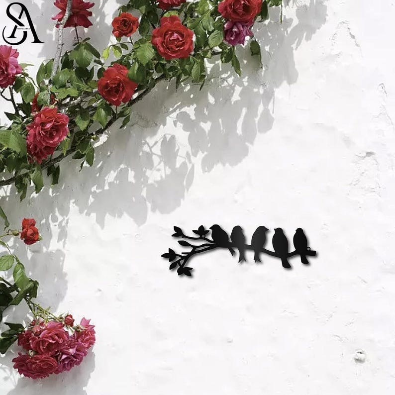 Metal Birds on Branch Wall Art • Laser Cut Bird Silhouette Decor ...