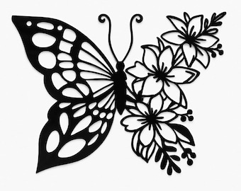 Decoración de pared metálica con forma de mariposa: silueta moderna de la naturaleza para el hogar, decoración de pared para jardín, dormitorio y sala de estar, regalo para ella.