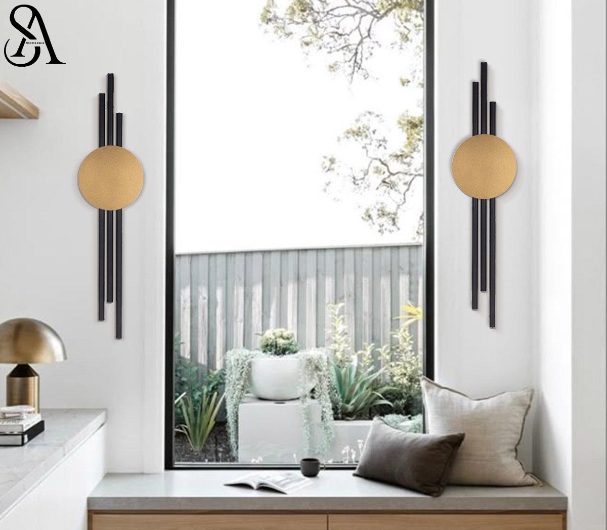 Luxury Black & Gold Metal Wall Art | Modern Abstract Geometric Decor ...