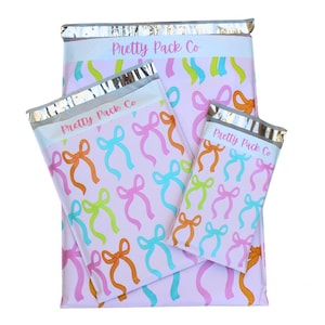 25 - 6 x 9&quot; Pretty Bows Poly Mailers, Boutique Mailers, Shipping Bag, Mailing Bag, Cute Poly Mailers, Self Seal, Boutique Envelope