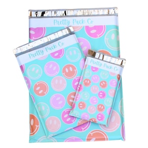Happy Smiles Poly Mailers 14.5x19&quot; - Boutique Shipping Bags, 25 Pack