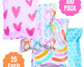 10x13" Poly Mailers Variety Pack 100ct | Cute Boutique Poly Mailers | Durable Self-Seal Mailing Bags | Colorful Packaging Supplies