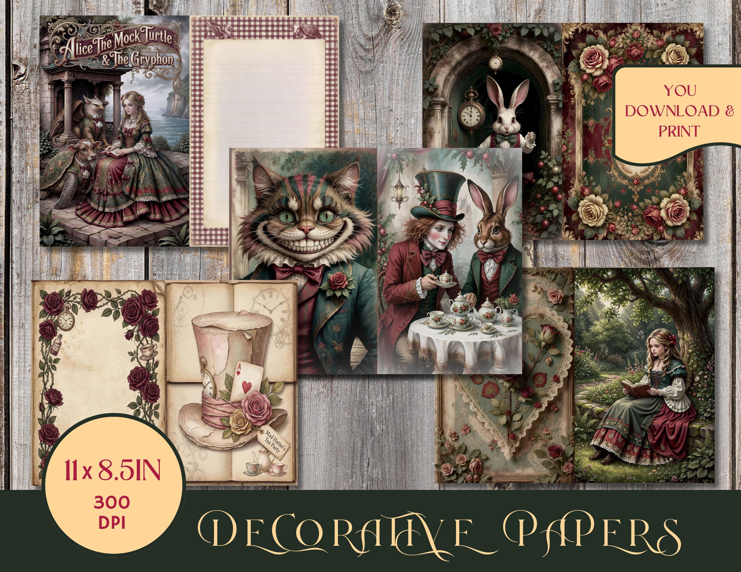 Alice in Wonderland Digital Junk Journal Big Bundle Instant Download - Etsy