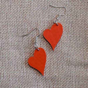 Fancy dangle earrings, a gift for women with a heart. Handmade in France, unique and original.