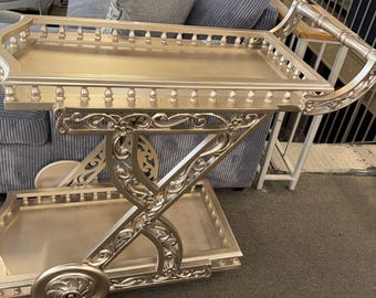 Vintage Kitchen Utility CART With Wheels Rolling Metal Bar Cart Shelves ...