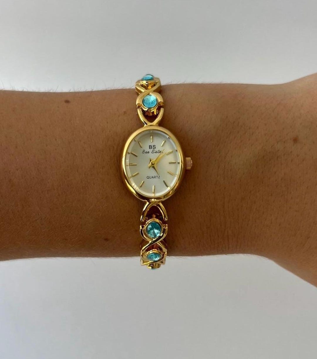 Vintage gold watch Gold, Dainty watch,Blue Gemstone,Womens Watch,Elegant wrist watch luxury watch,classic watch,classy watch,antique watch,