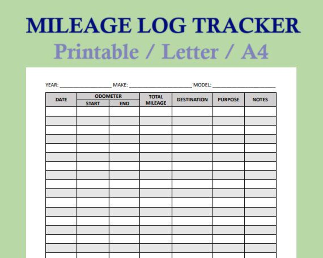 Distance Tracker Fill In Printable Mileage Tracker - A4 and Letter Sizes - Etsy