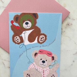 Tarjeta "Eres mi osito mejor amigo" / Tarjeta de amistad de osito tierno / Tarjeta de ositos que se cuidan a sí mismos / Pensando en ti / Tarjeta para el mejor amigo / Oso tierno