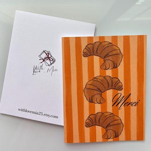 Merci Thank You Card | French Thank You Card with Croissants | Cute Bakery-Inspired Gratitude Card | Punny Thank You Card | Cute Thank You