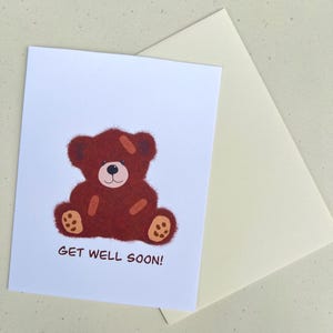 Guérir bientôt la carte ours | mignonne ourse bandée | Carte Ours en peluche | Se sentir mieux avec un ours | Ours en peluche mignon | Carte ours en peluche marron