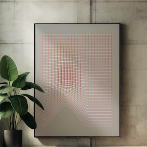 Optic Illusion Wall Art Modern Op Line Poster Artful Geometric Print Digital Neon Trippy Printable Pattern Techno Motion Decor Retrofuturism