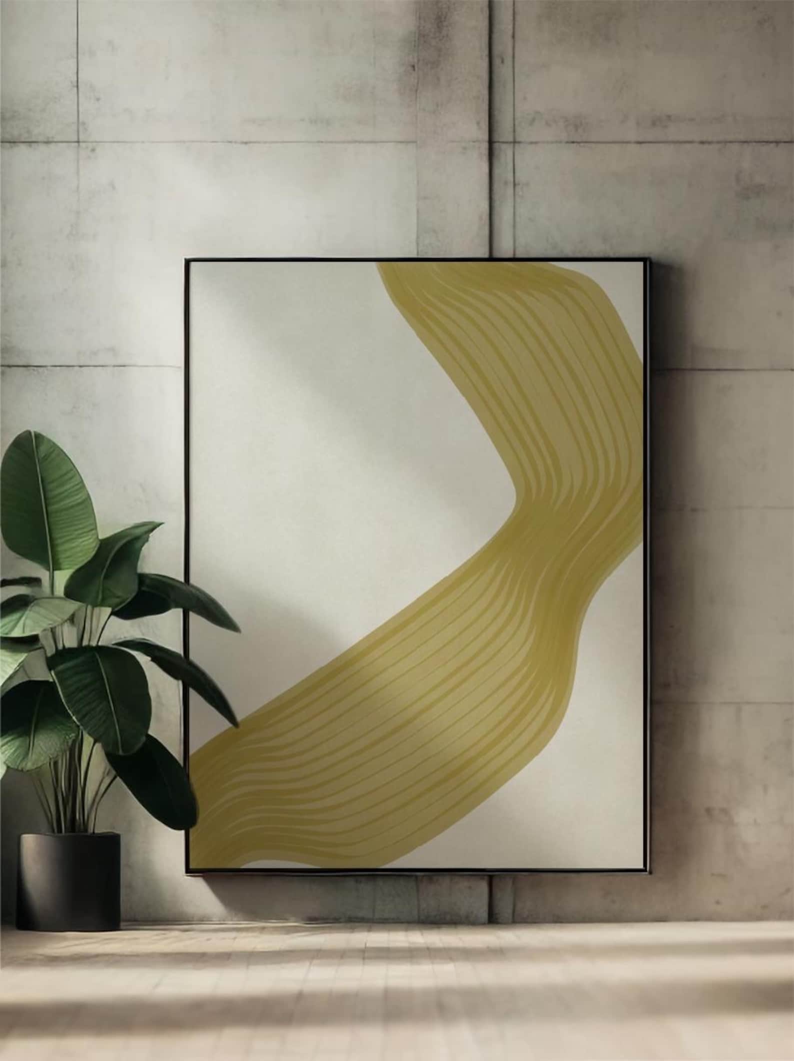 Golden Line Wall Art Scandi Abstract Earth Tone Decore Living Room ...