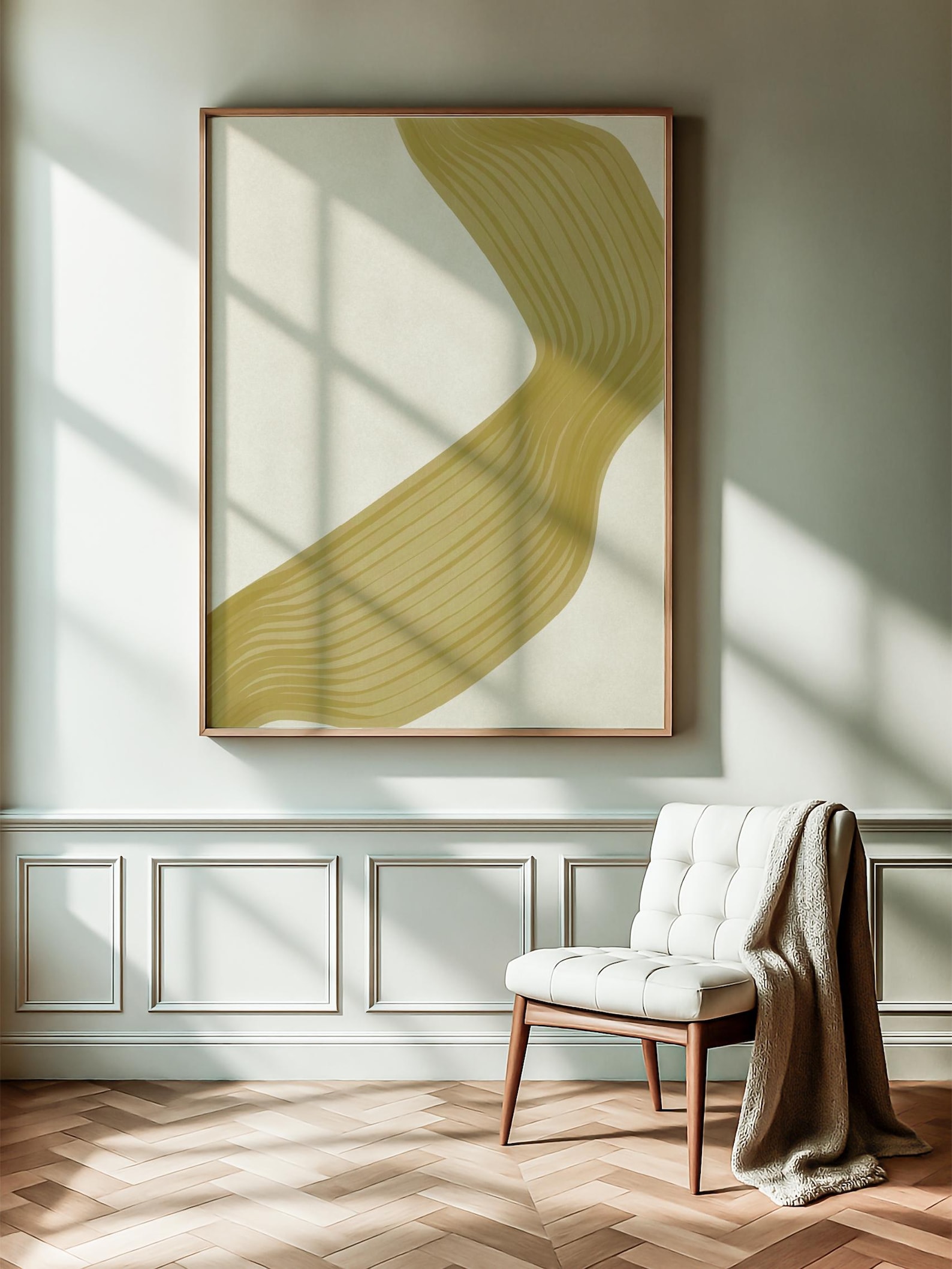 Golden Line Wall Art Scandi Abstract Earth Tone Decore Living Room ...