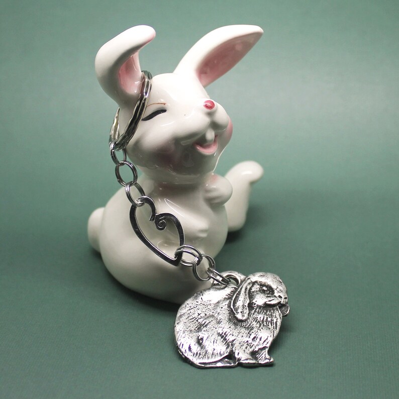 Lop Bunny Keychain Sweet Bunny Rabbit Charm Pewter Open Etsy