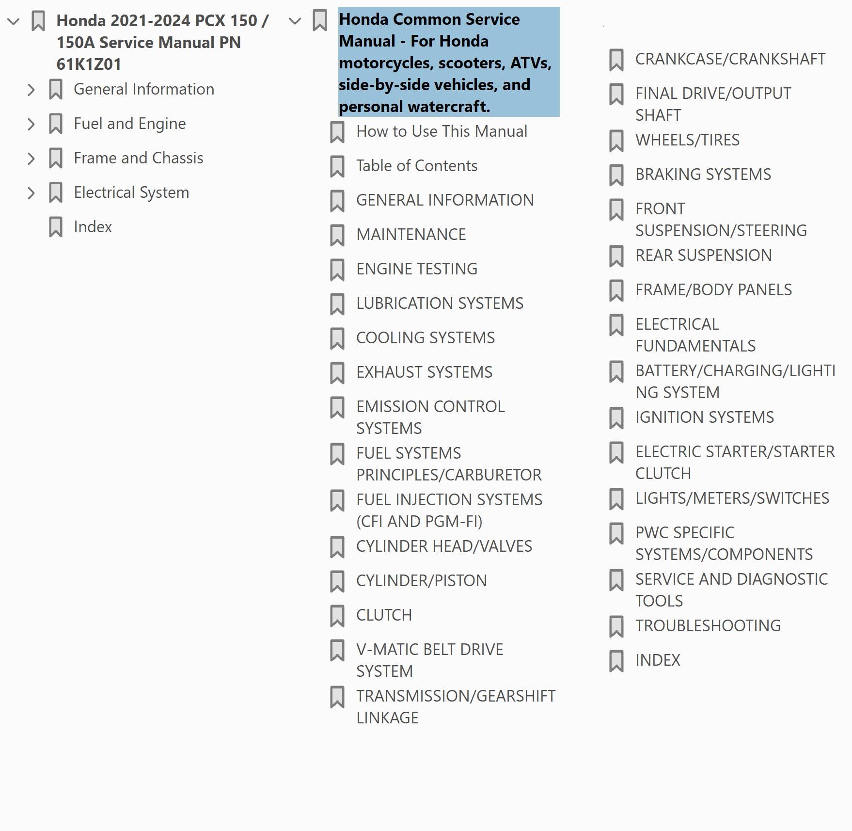 Honda 2024 PCX 150 Service Manual Maintenance Repair - Etsy