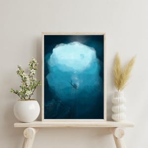 Mystery of the Deep Ocean | Beach House Decor | Sea Creature Art | Coastal Wall Art | Underwater Art | Deep Sea Creatures | Scuba Diving