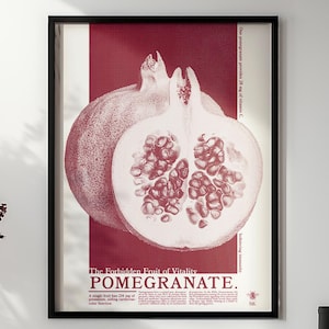 Stampa fisica Melograno per cucina Poster d'arte minimalista Frutta Decorazione sala da pranzo Poster cibo sano Design contemporaneo Arredamento per la casa