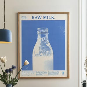 Stampa artistica di poster di latte crudo per un arredamento da cucina sano Stampa di cibo vintage per un arredamento da casa sano Arte del benessere Poster nutrizionale per l'arredamento della sala da pranzo