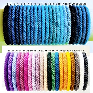 Seed Bead Bangle - Stacking Beaded Crochet Bracelet - Rolled Bracelet - Colored minimalist bracelets - Lovely Collection Friendship Bracelet