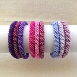 Nepal Style Solid Colors All Sizes Bangle - Beads Crochet Rope Bracelet - Couple Bracelet Crocheted Stretch Bracelets for Women Man