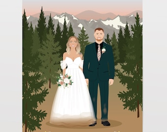 Custom wedding Portrait, 1st anniversary, paper gift