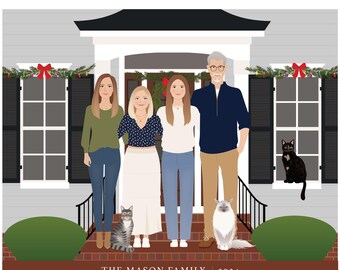 Personalized Family Portrait: Custom Hand-Drawn Art