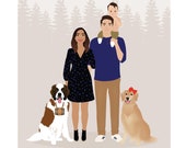 Personalized family portrait with pets