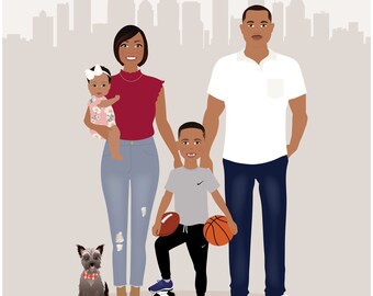 Fathers Day gift, personalized family portrait, gift for dad