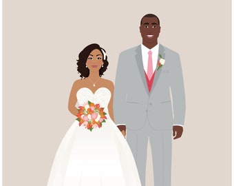 Wedding Portrait Illustration, engagement gift